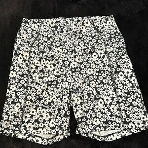 PINK floral print biker shorts